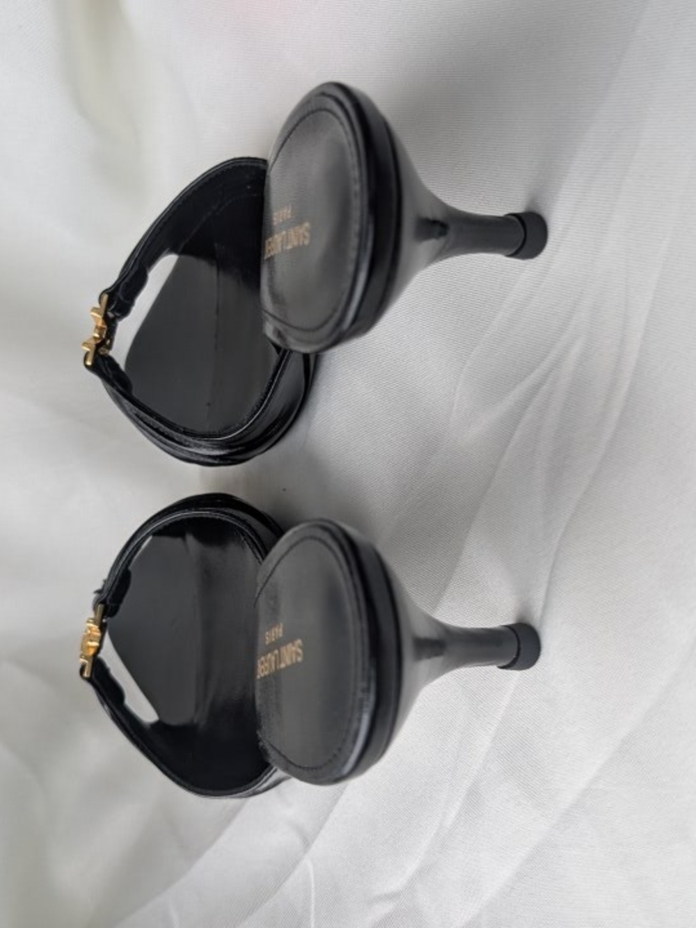 Saint Laurent Black Leather YSL Logo Slide Mule - Picture 6 of 16